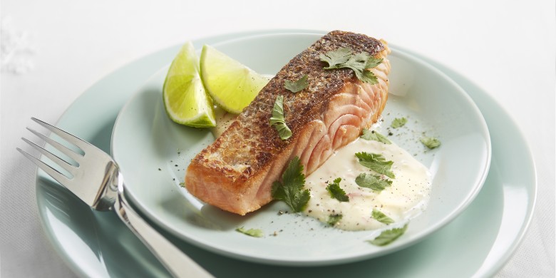 Gebakken zalmfilet met limoensaus