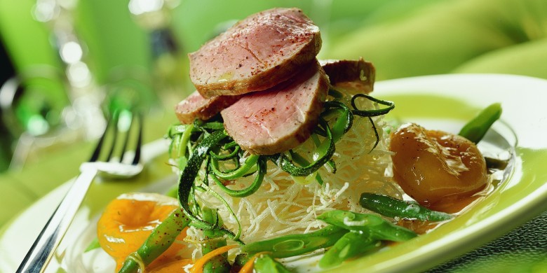 Varkenshaas met abrikozen-sinaasappelsaus
