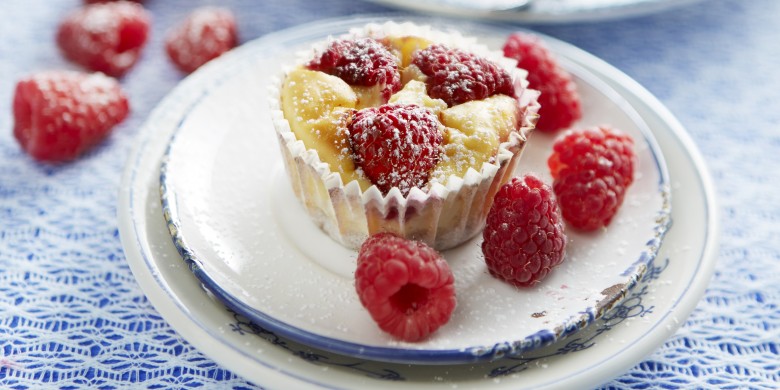 Ricotta-cheesecakes met frambozen
