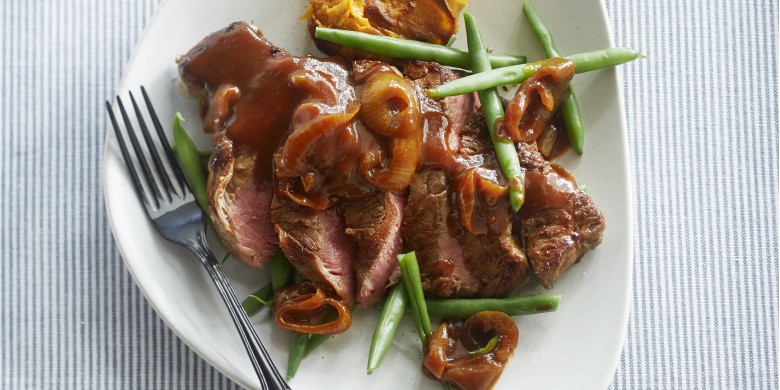 Ribeye met specerijen en gratin van zoete aardappel