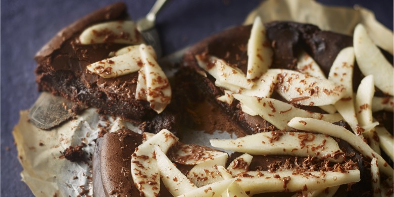 Chocolademoussetaart met peer