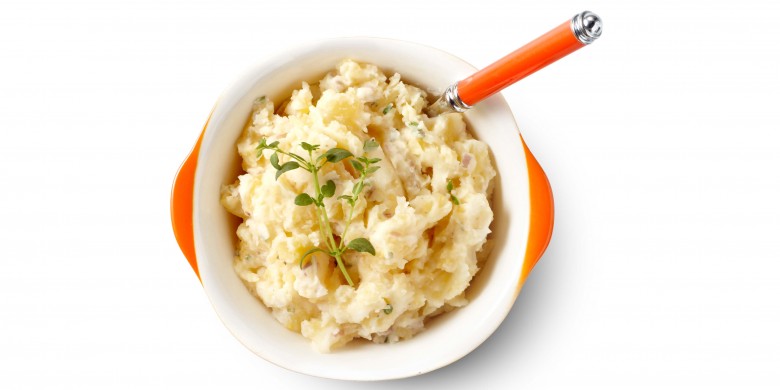 Gepureerde koolraap met aardappel, boter en tijm