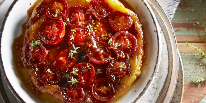 Tarte Tatin van trostomaatjes met balsamico