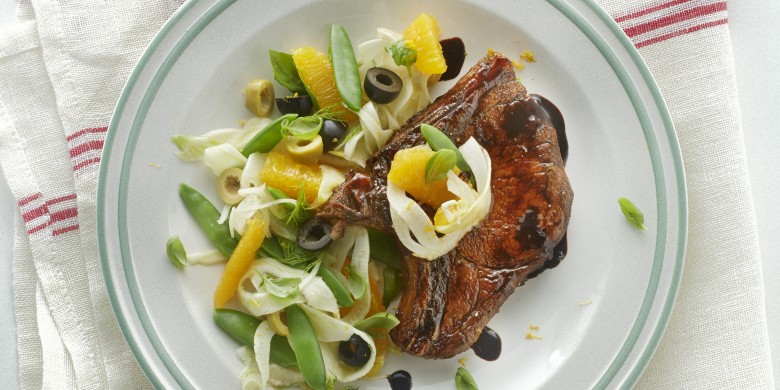 Ribkarbonade in balsamicojus