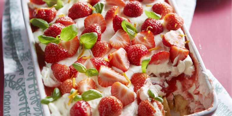 Tiramisu met sinaasappel en aardbei