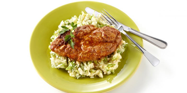 Honing-mosterdkarbonade op andijviestamppot