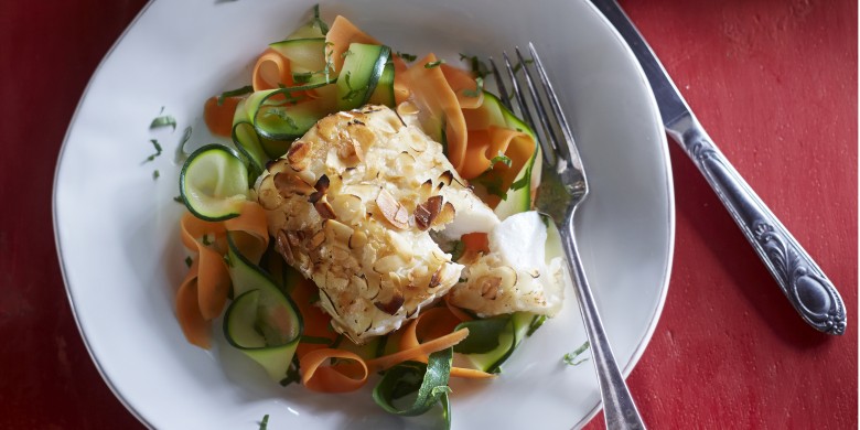 Kabeljauwfilet met amandelcrunch