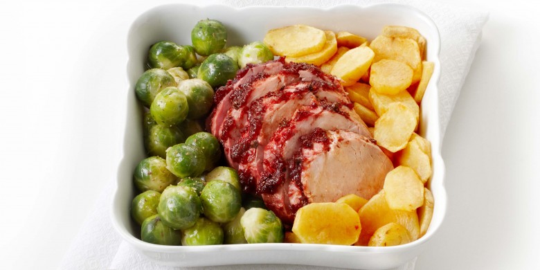 Kerstham met cranberryglazuur