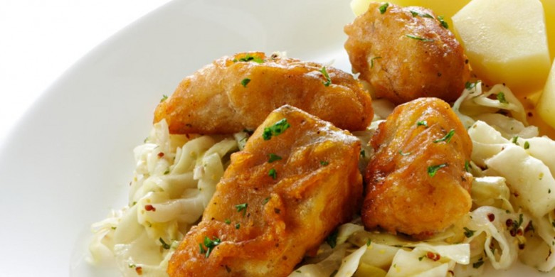 Kibbeling op kool met mosterd