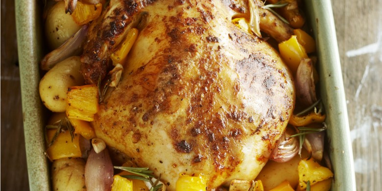 Kipcasserole met mosterd en gele paprika
