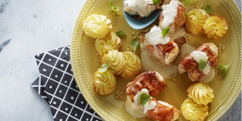 Kiprolletjes met pommes duchesse