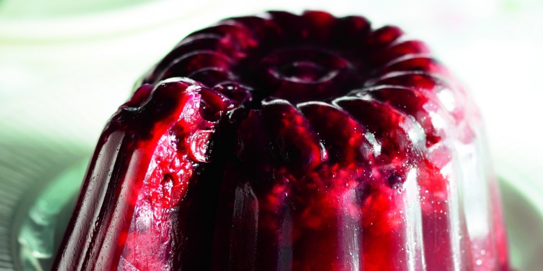 Kristalpudding met rode wijn en bosvruchten