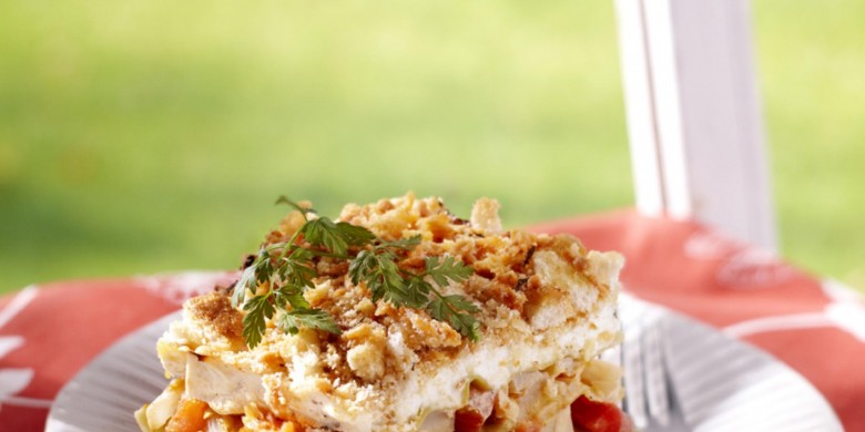 Lasagne met ricotta, venkel en tomaat