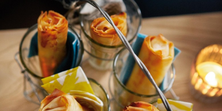 Loempiaatje met mie en garnalen