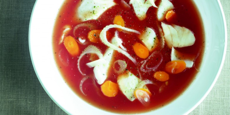 Mediterrane vissoep met knoflookcrostini