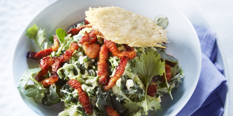 Raapstelenstamppotje met waterkers en kaaswafeltjes