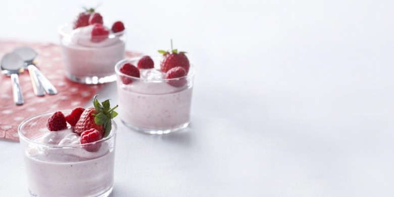 Roze yoghurtmousse