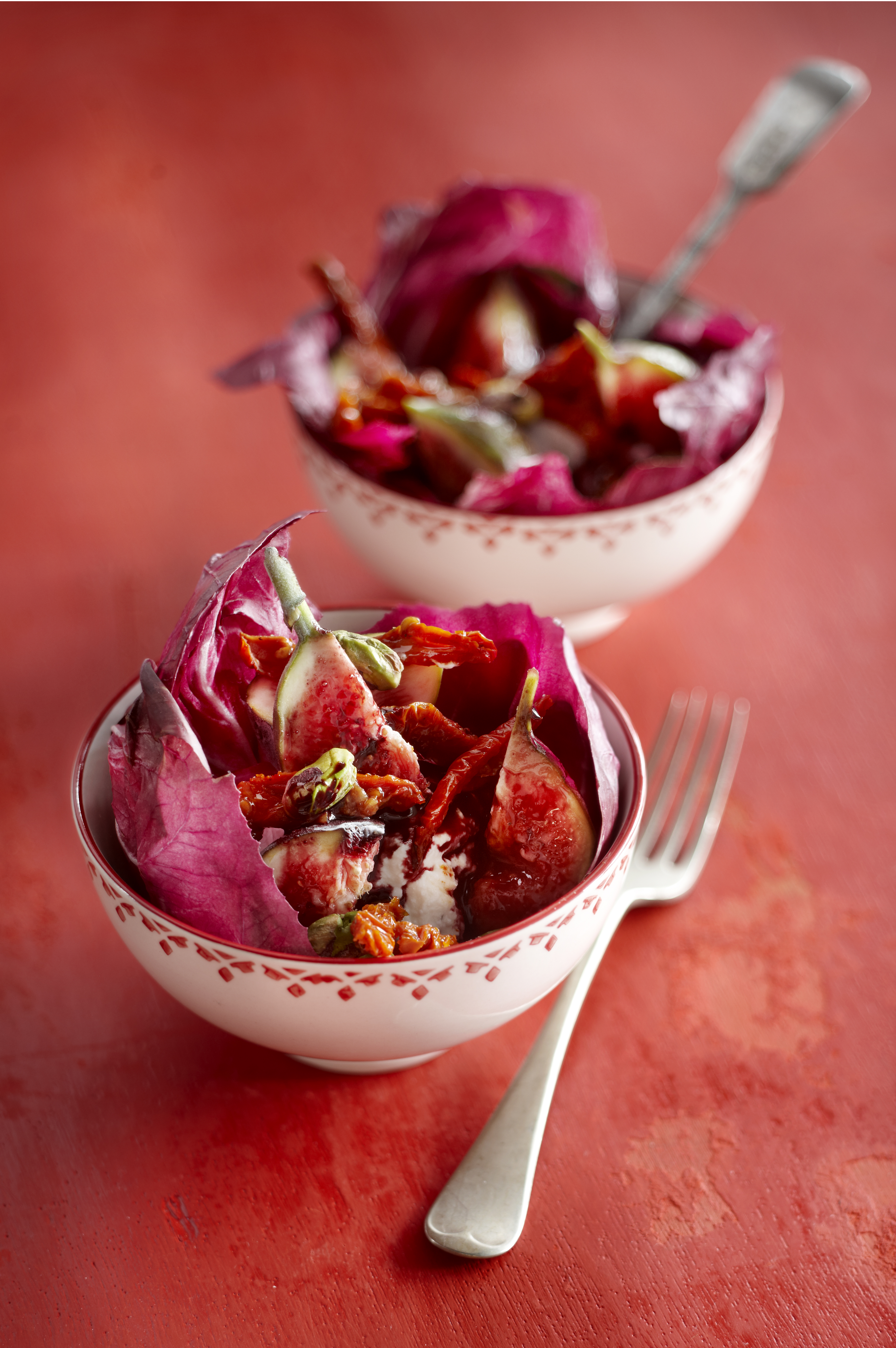 Radicchio met ricotta, vijgen en pistachenoten