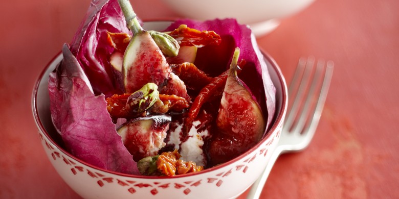Radicchio met ricotta, vijgen en pistachenoten