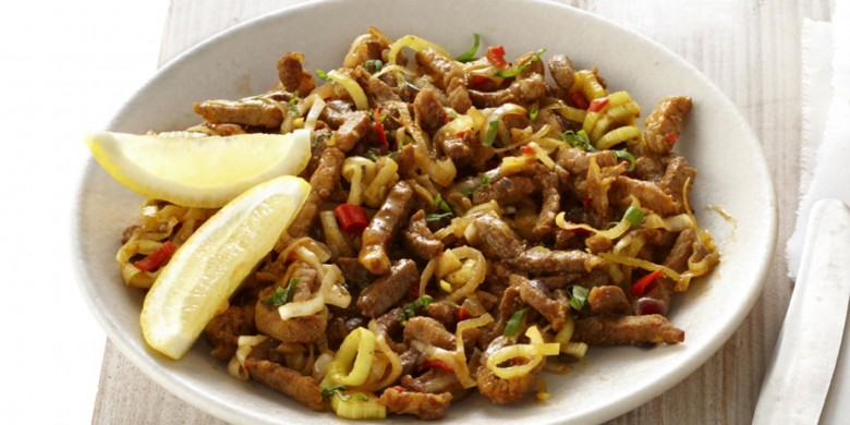 Shoarma met prei en peper