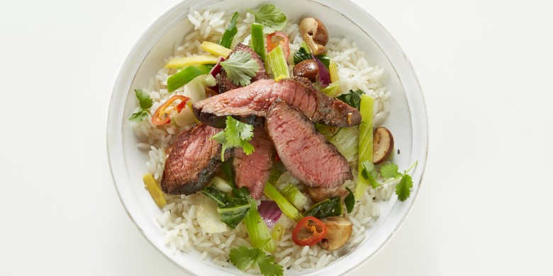 Biefstuk met oosterse wokgroenten