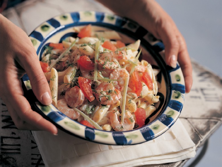 Pasta met venkel en garnalen