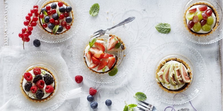 Tartelettes met yoghurtroom en fruit