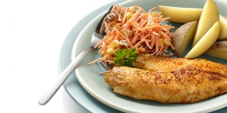Tex-Mex tilapia met wortelsalade