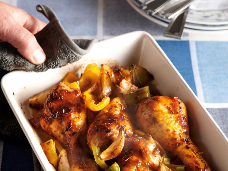 Pikante kip met bonte paprika
