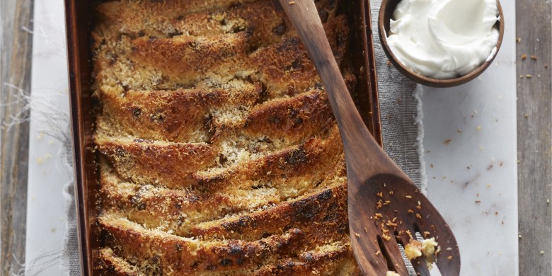 Bread & butter pudding met kokosmelk