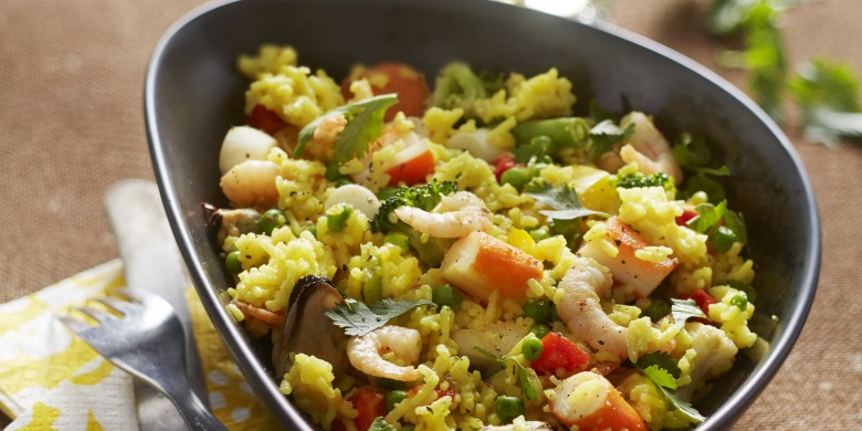 Paella met zeevruchten