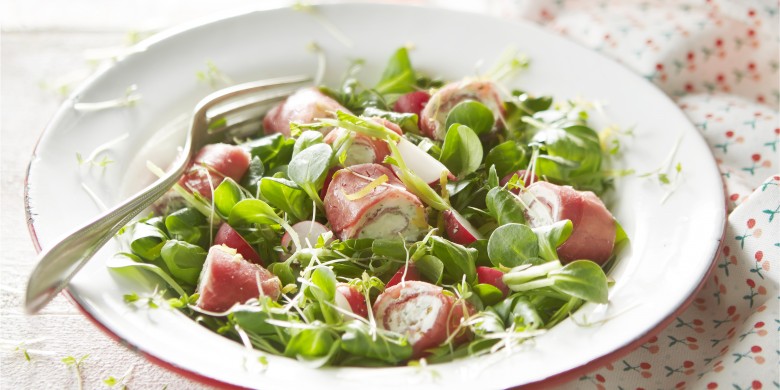 Lentesalade met ricottarolletjes