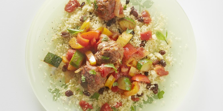 Couscous met gehaktballetjes en rozijnen