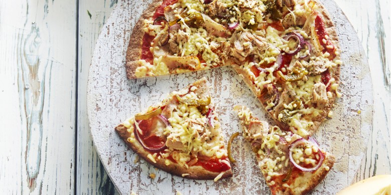 Flatbread-pizza pork & tuna melt