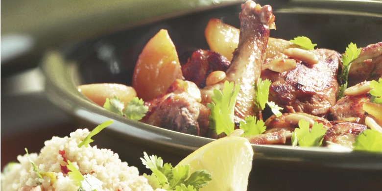 Tajine met kip, saffraan en peer