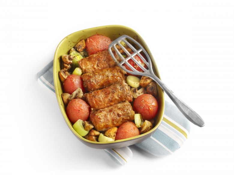 Preischotel met tomaat en champignons