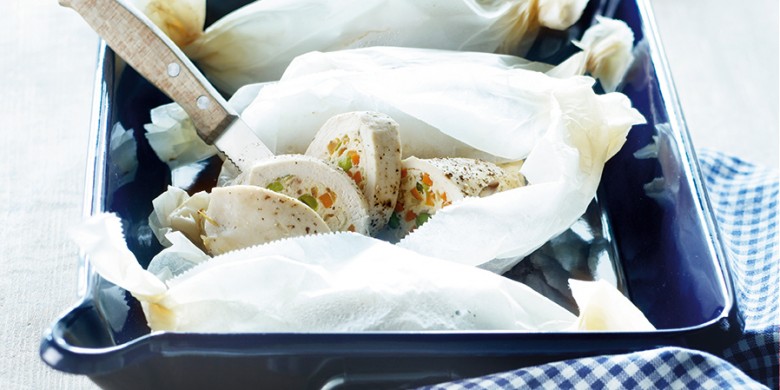 Kipfilet en papillotte met groentevulling