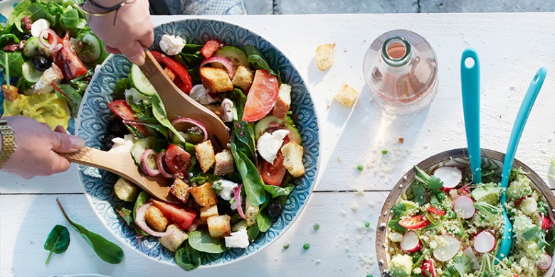 Boerensalade met croutons en geitenkaas