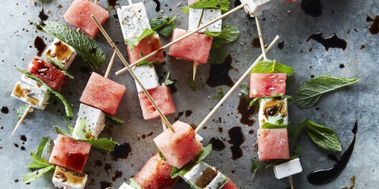 Watermeloenspiesjes met feta en munt