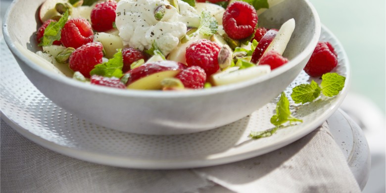 Fruitsalade met munt en pistache