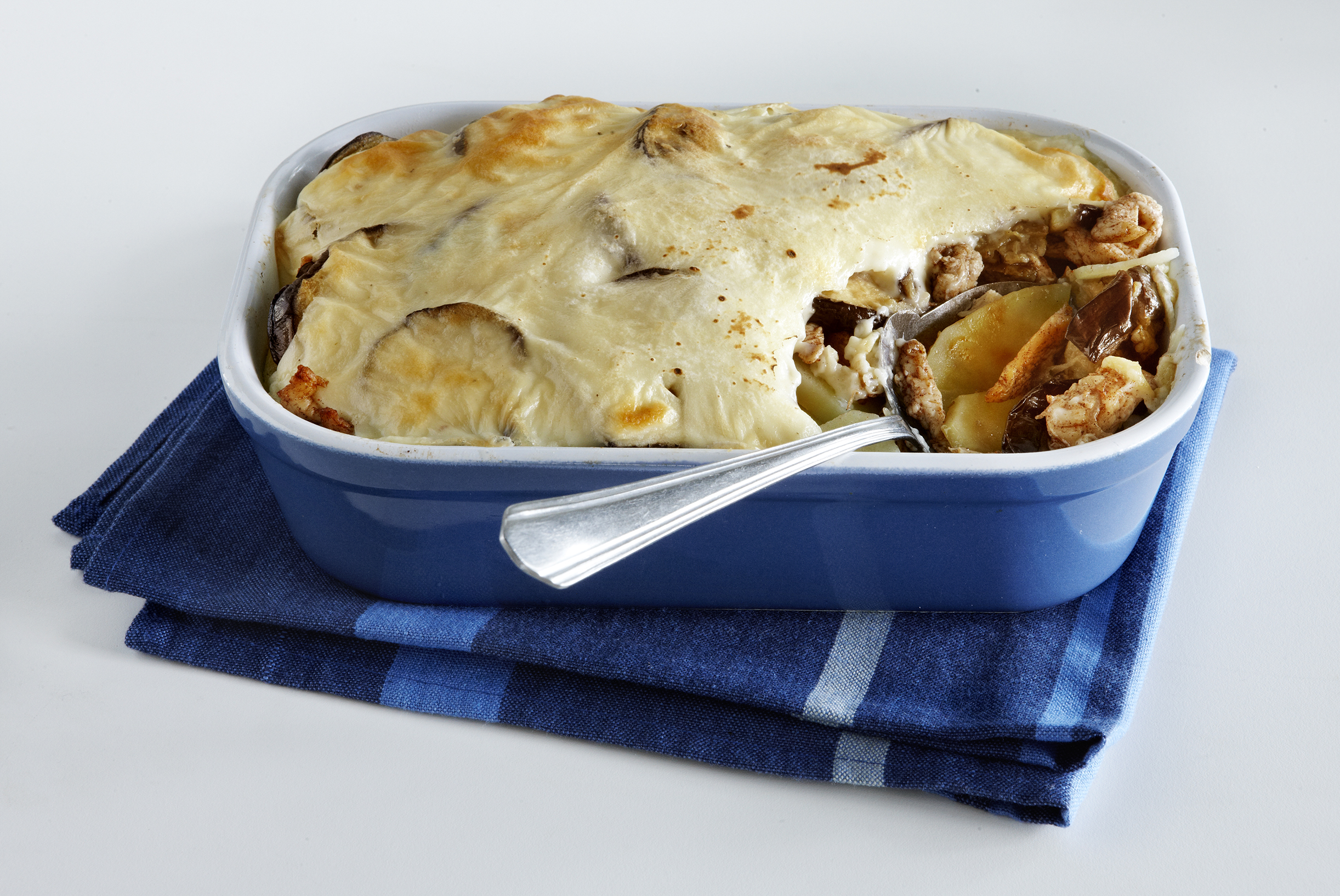 Moussaka met pittige kip