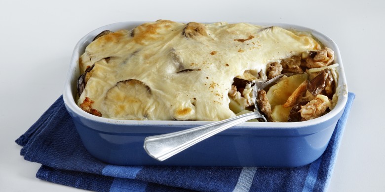 Moussaka met pittige kip