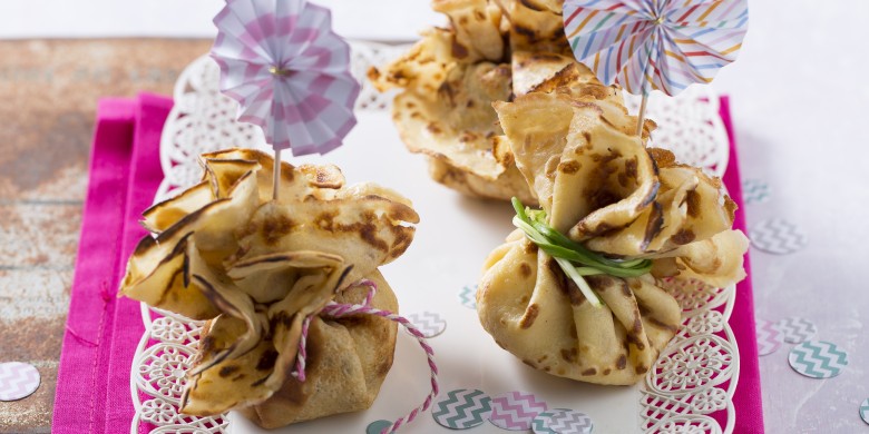 Pannenkoeken gehaktbuideltjes