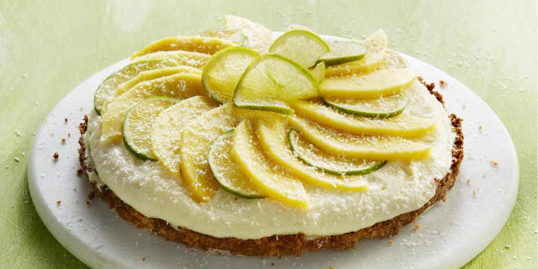 Mangotaart met kokos en limoen