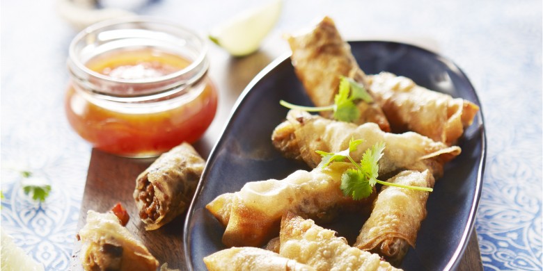 Filodippers met kruidig gehakt en zoete chilisaus