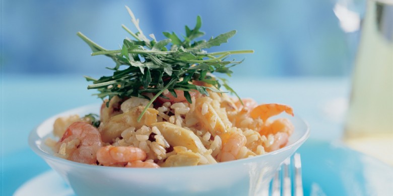 Risotto met asperges en garnalen