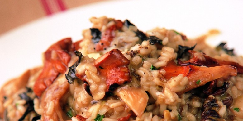 Risotto met paddenstoelen, knoflook, tijm en peterselie