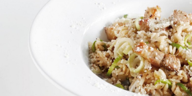 Risotto met spek en prei