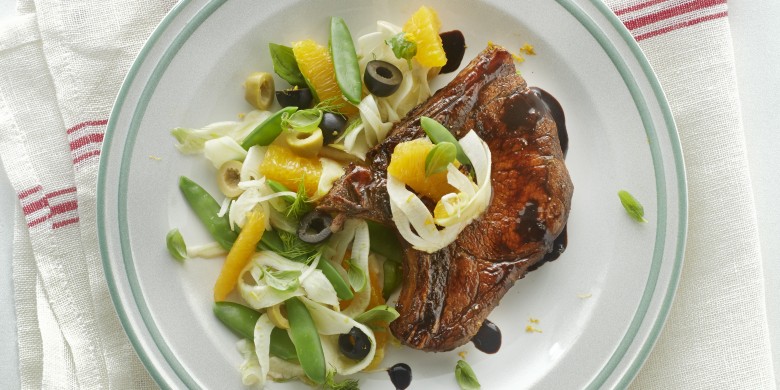 Ribkarbonade in balsamicojus met venkel