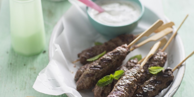 Kebab met muntyoghurt